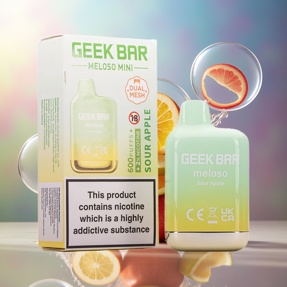 GEEK BAR Meloso Mini 600 Puffs Bærbar Vape Sur Æble 550mAh Engros Danmark