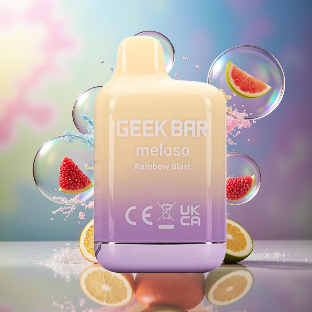 GEEK BAR Meloso Mini 600 Puffs Engros Danmark Dual Mesh Regnbue Eksplosion