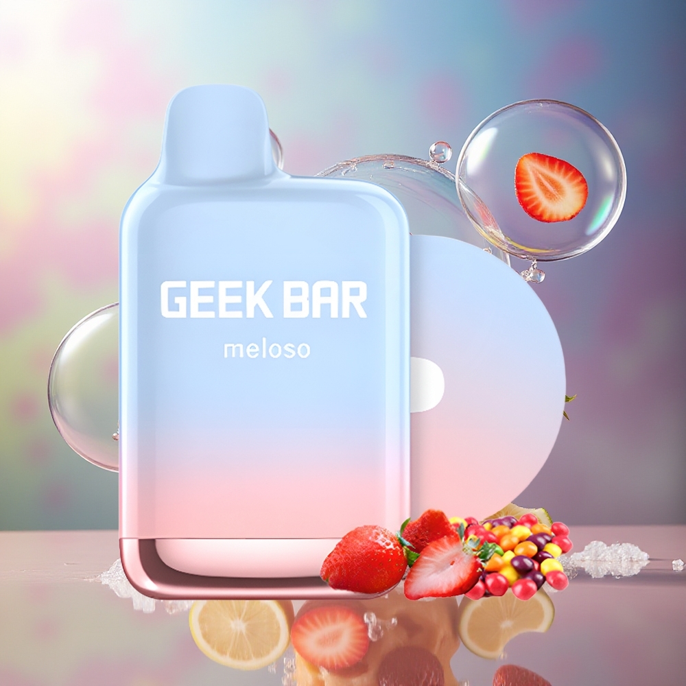 GEEK BAR Meloso Pro 4000 Puffs Engros Danmark Dual-Mesh Jordbær Bobbel