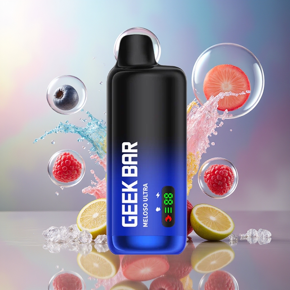 GEEK BAR Meloso Ultra 10000 Puffs Blåbær Sur Hindbær USB-C Engros Danmark
