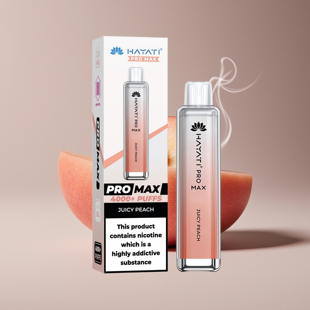 Hayati Pro Max 4000 Puffs Engros Danmark 1400mAh Bærbar E-cigaret Juicy Peach (Saftig Fersken)