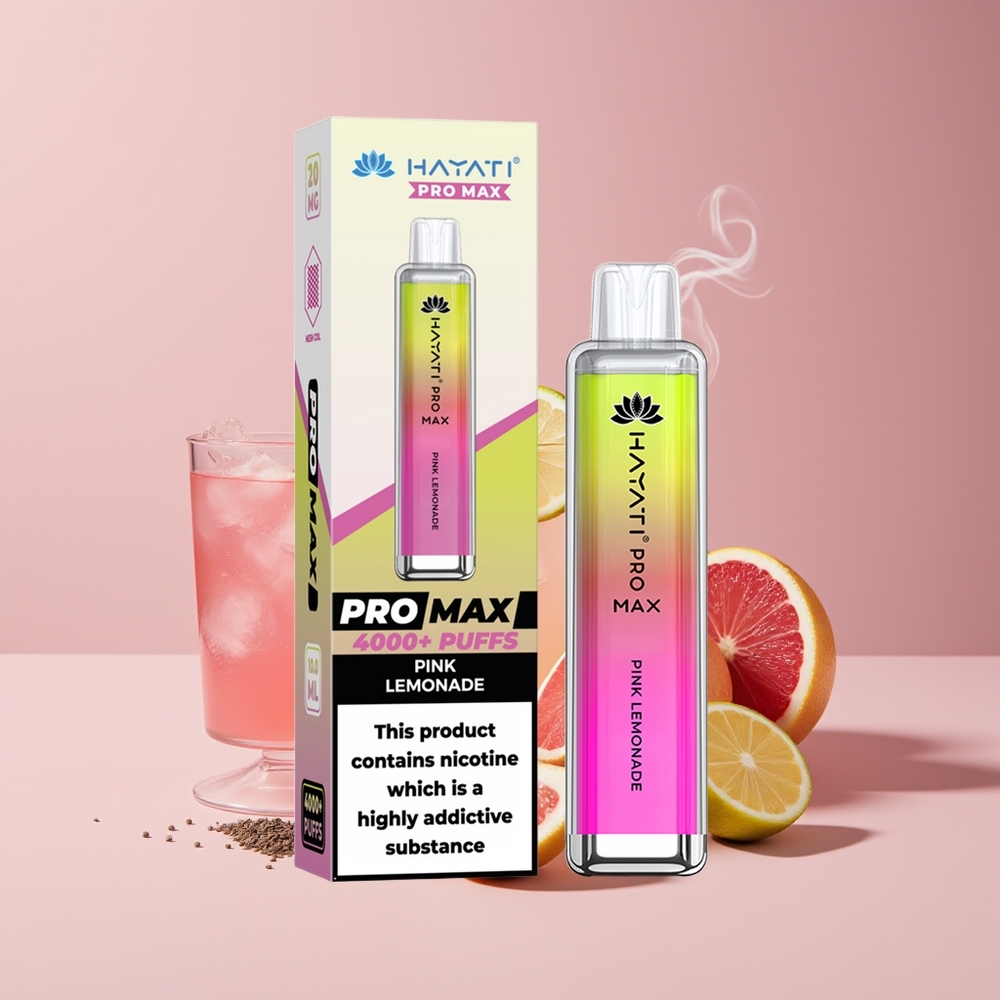 Hayati Pro Max 4000 Puffs Engros Danmark 1400mAh Bærbar Vape Lyserød Lemonade
