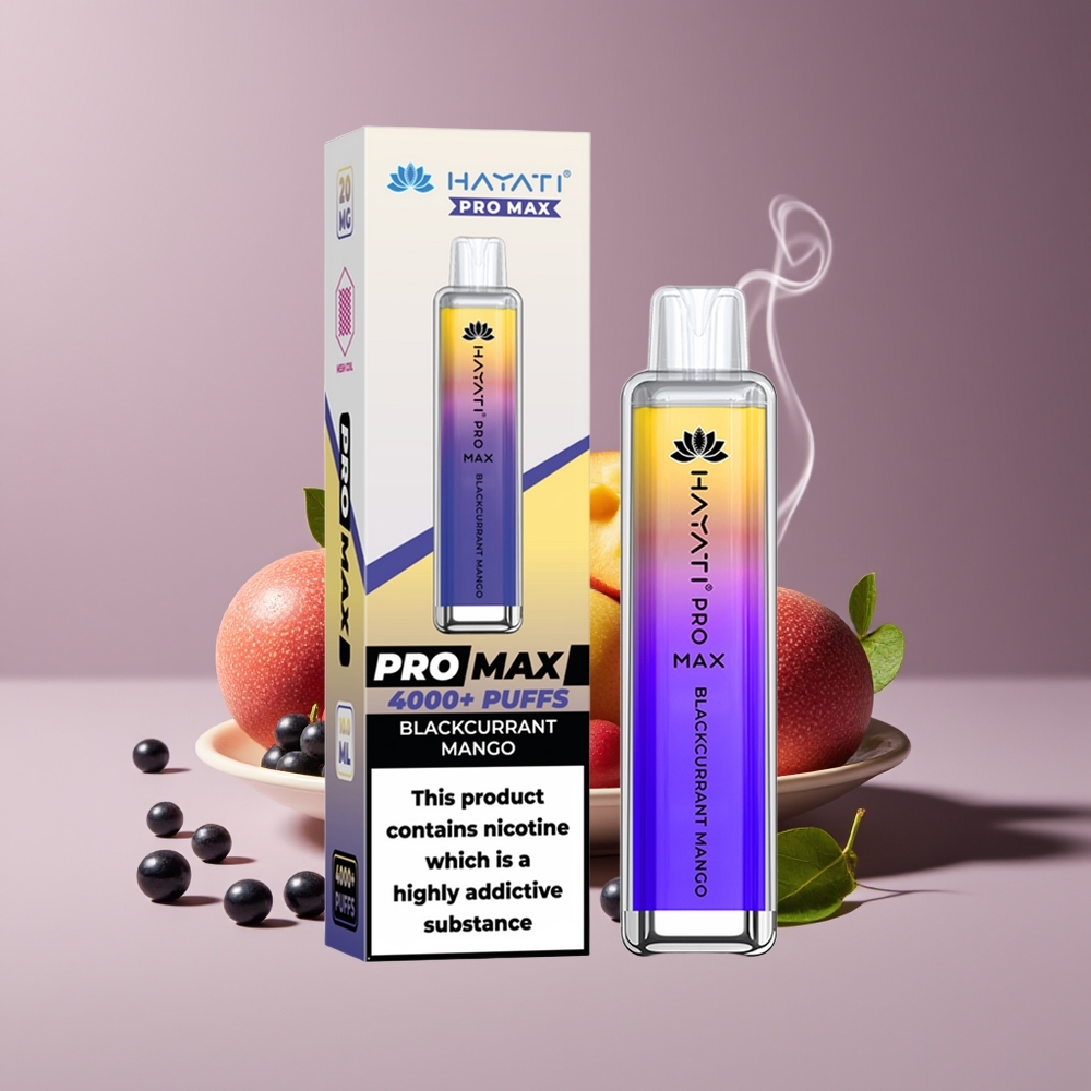 Hayati Pro Max 4000 Puffs Engros Danmark 1400mAh Bærmango Sortsolbær