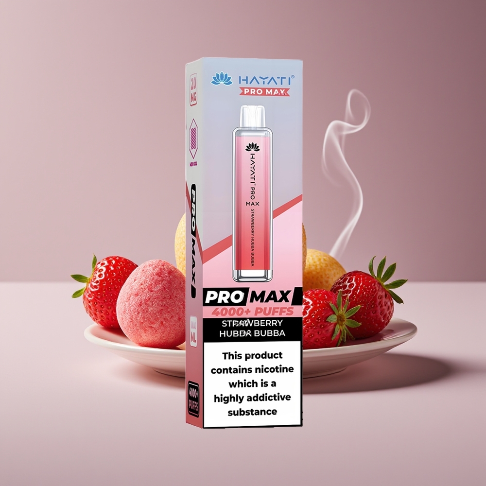 Hayati Pro Max 4000 Puffs Engros Danmark 2% Nikotin Disposable Vape Jordbær Hubba Bubba