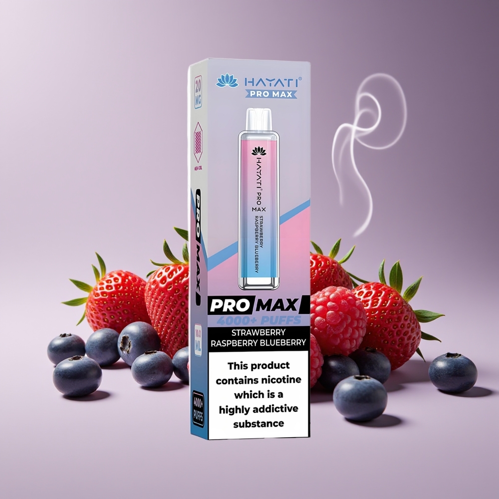 Hayati Pro Max 4000 Puffs Engros Danmark 2% Nikotin Jordbær Hindbær Blåbær