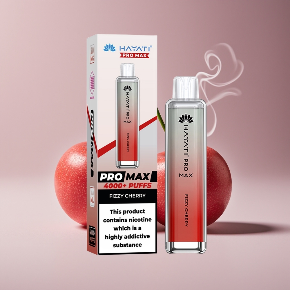 Hayati Pro Max 4000 Puffs Engros Danmark Bærbar Vape Sprudlende Kirsebær 2% Nikotin