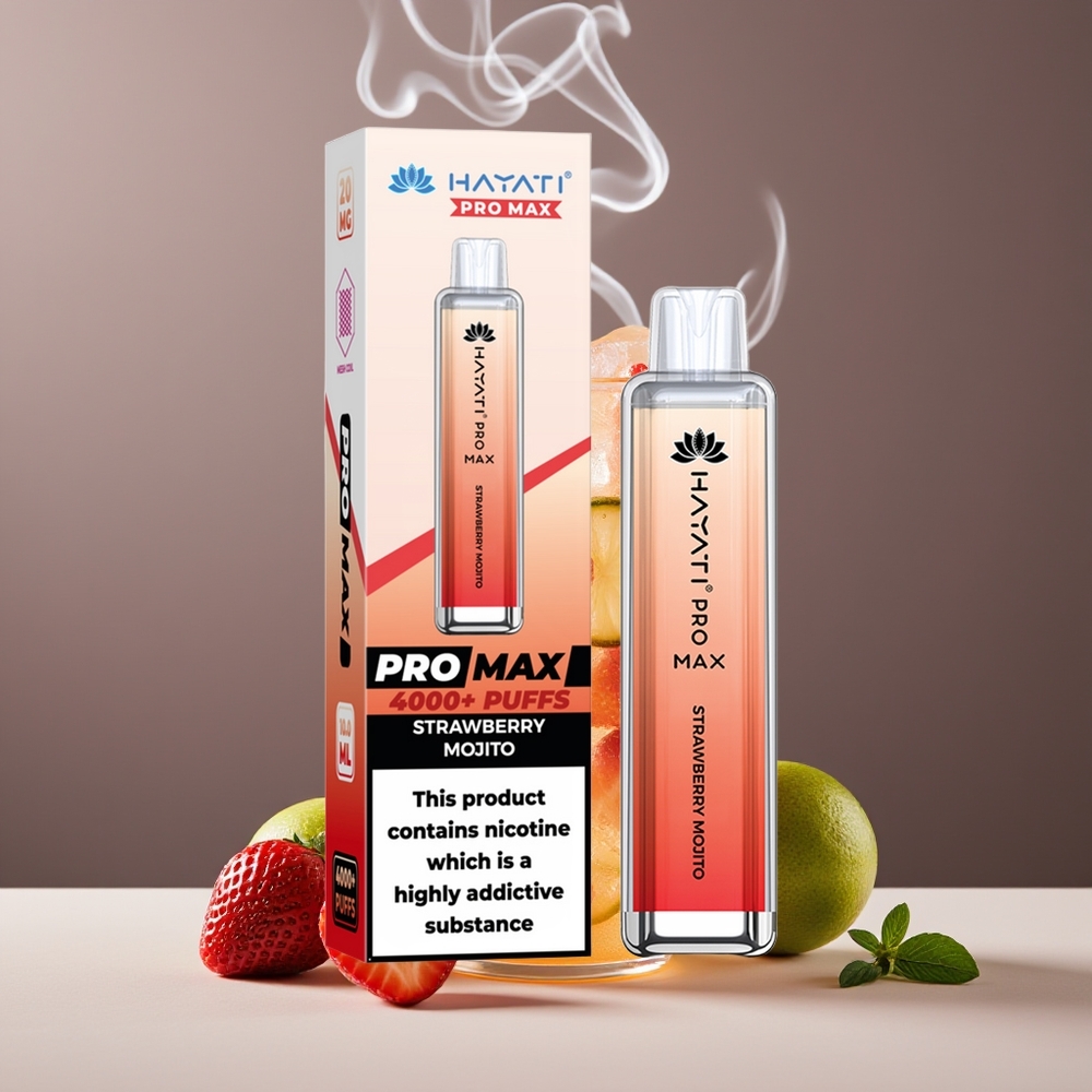 Hayati Pro Max 4000 Puffs Engros Danmark Disposable Vape Jordbær Mojito 2% Nikotin