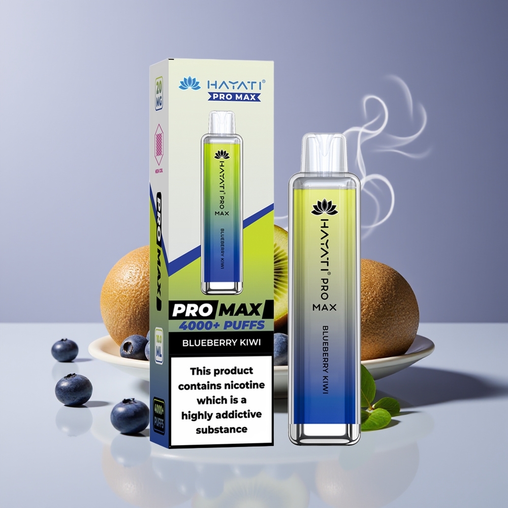 Hayati Pro Max 4000 Puffs Engros Danmark Opladningsbar Blåbær Kiwi