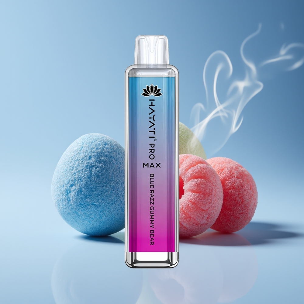 Hayati Pro Max 4000 Puffs Engros Danmark Opladningsbar Disposable Vape Blå Razz Gummy Bear