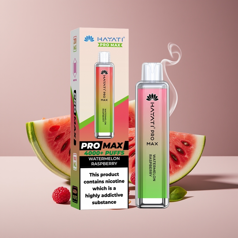 Hayati Pro Max 4000 Puffs Engros Danmark Vandmelon Hindbær 5% Nikotin