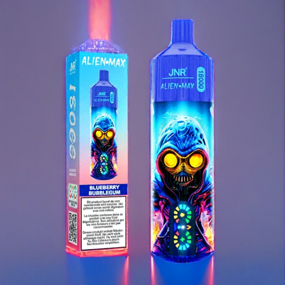 JNR Alien Max 18000 Puffs Blåbær Bubblegum Dual Mesh Coil Engros Danmark