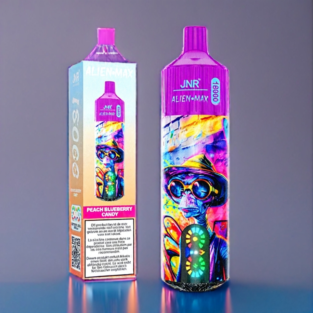 JNR Alien Max 18000 Puffs Fersken Blåbær Slik Type-C Engros Danmark