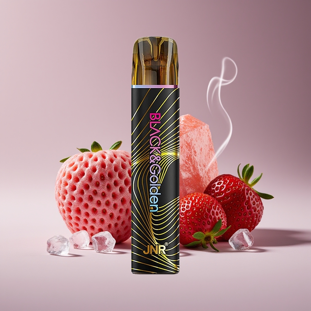 JNR Black&Golden 600+200 Puffs Engros Danmark Jordbær Is 550mAh