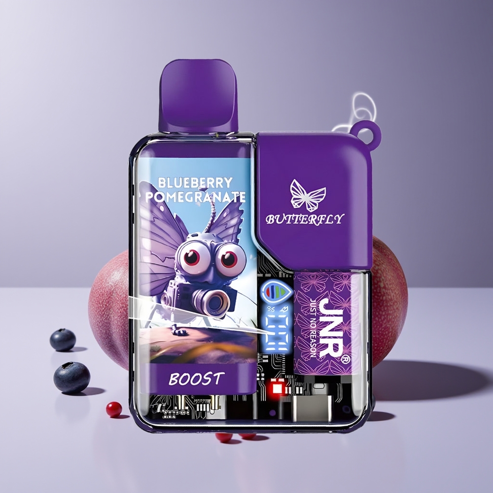 JNR Butterfly 8500 Puffs Digital Display Engros Danmark Blåbær Granatæble