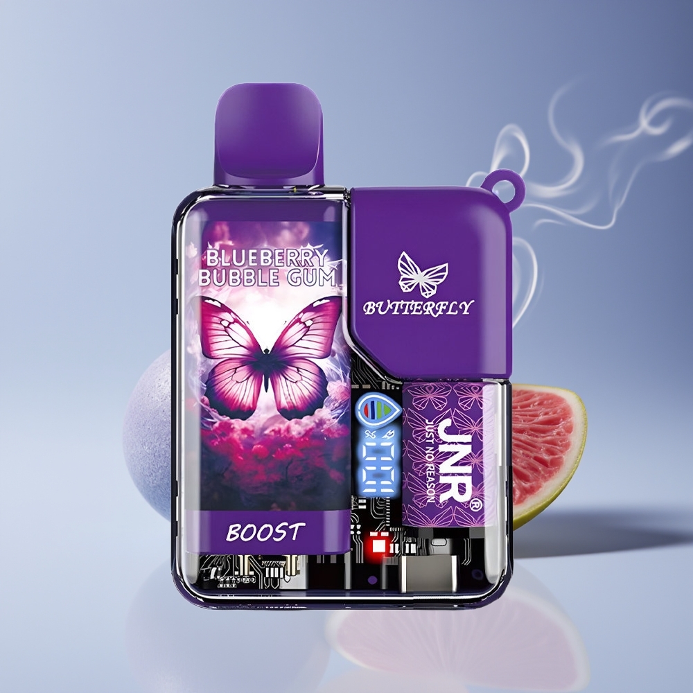 JNR Butterfly 8500 Puffs Engros Danmark 1200mAh Disposable Vape Blåbær Tyggegummi