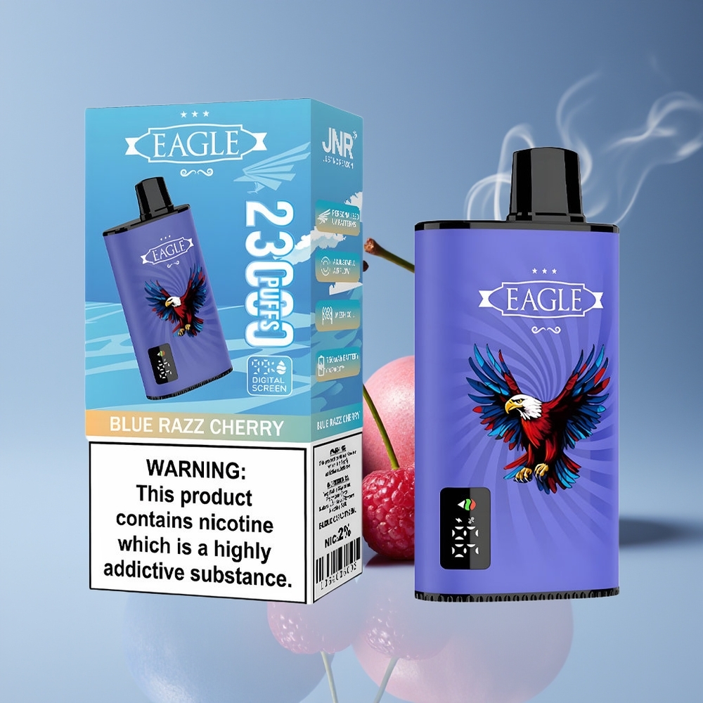 JNR EAGLE Smart 23000 Puffs Engros Danmark Disposable Vape Blå Hindbær Kirsebær med Digitalt Display