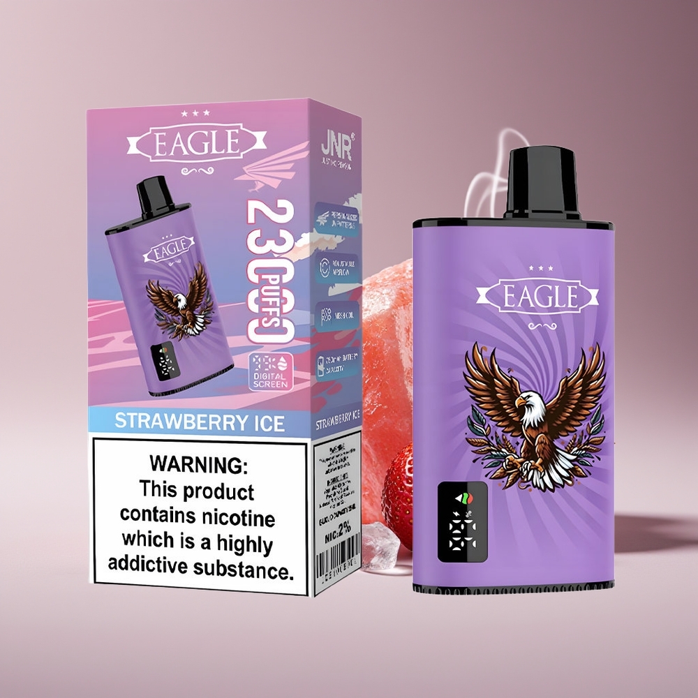 JNR EAGLE Smart 23000 Puffs Engros Danmark Disposable Vape Jordbær Is med Digital Skærm