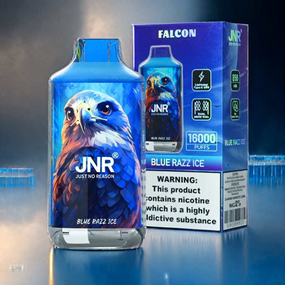 JNR Falcon 16000 Puffs Blå Hindbær Is med Smart LED Display Engros Danmark