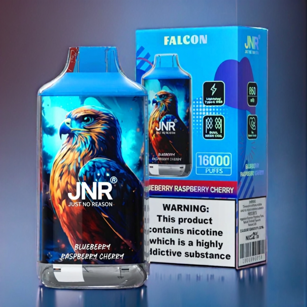 JNR Falcon 16000 Puffs Blåbær Hindbær Kirsebær Smart LED Display Engros Danmark