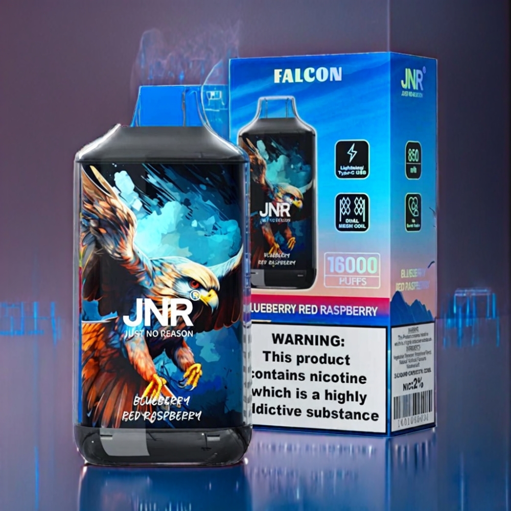 JNR Falcon 16000 Puffs Blåbær Rød Hindbær med Smart LED Display Engros Danmark