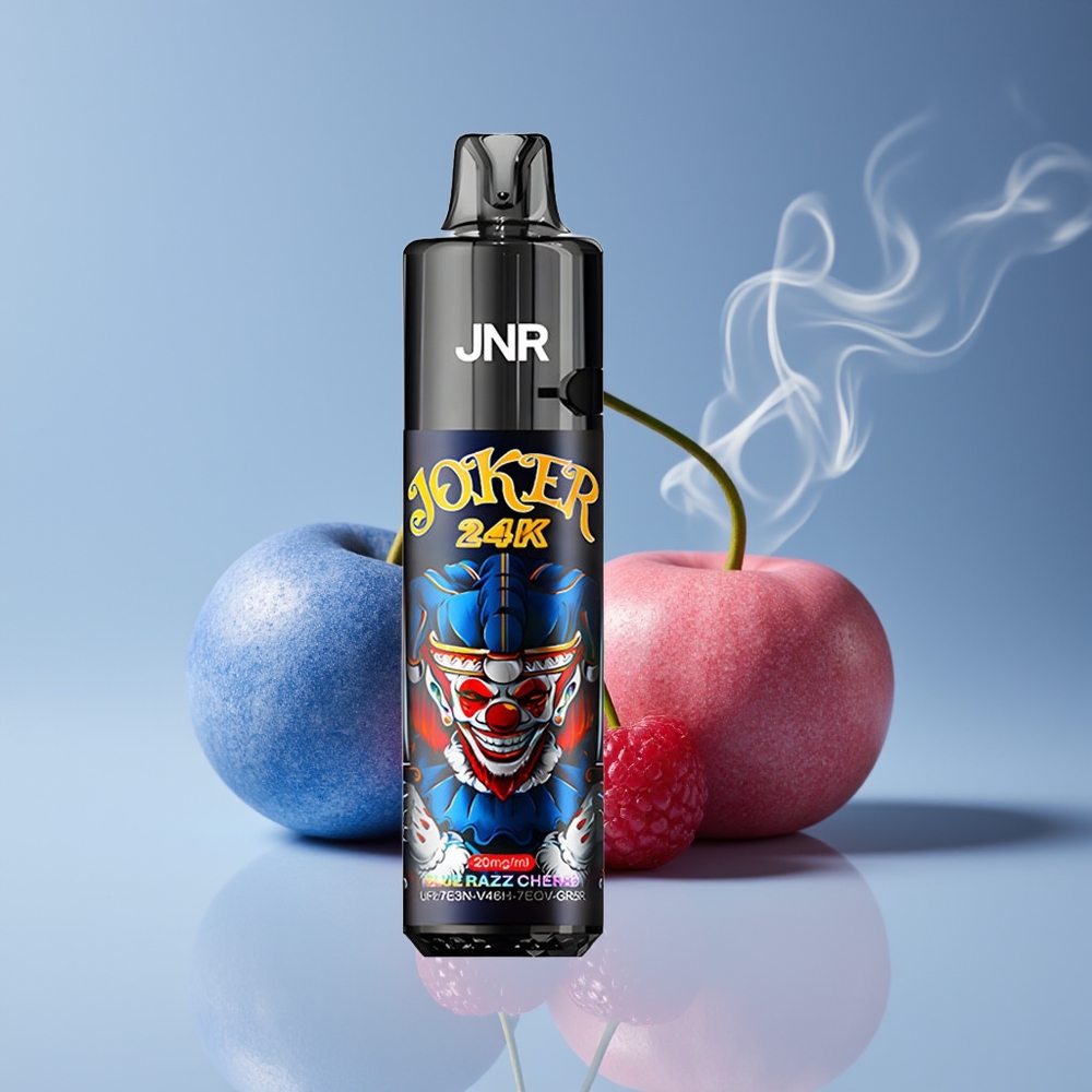 JNR Joker 24K Puffs Engros Danmark 2% Nikotin Ombærlig Vape Blå Hindbær Kirsebær