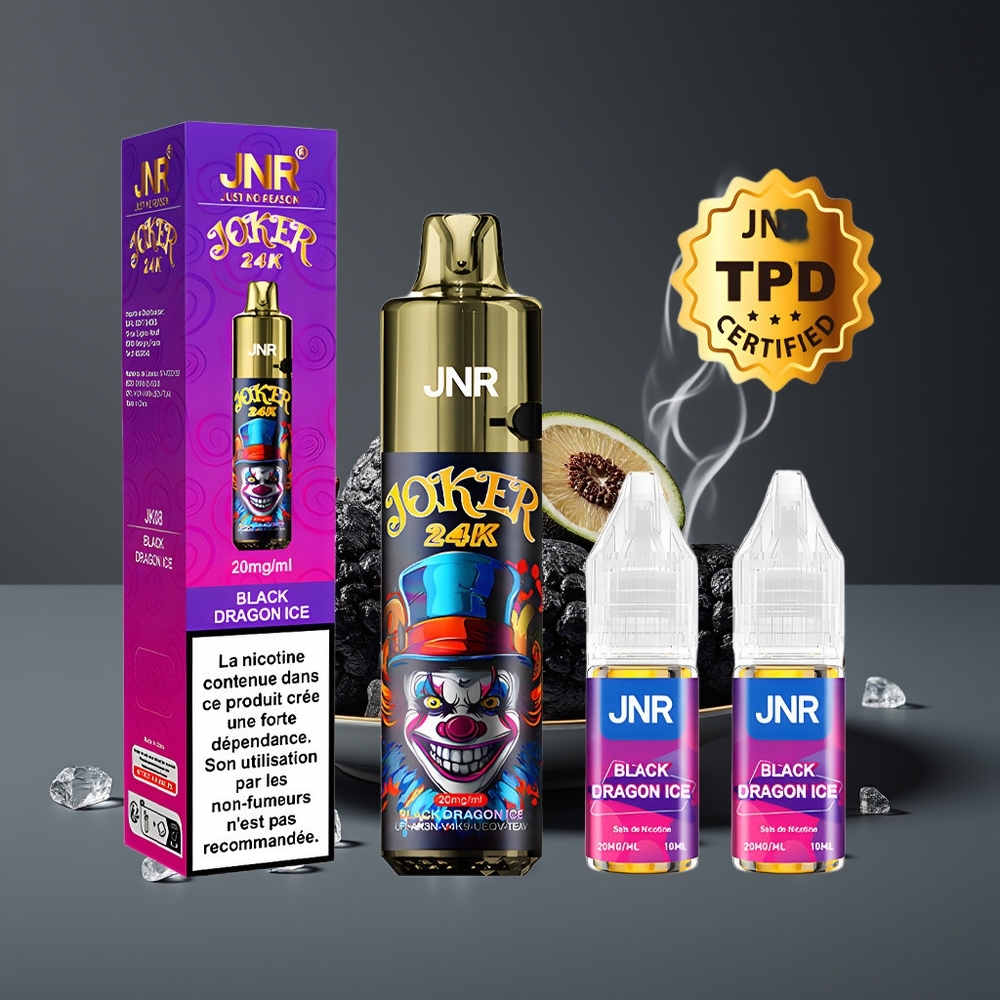 JNR Joker 24K Puffs Engros Danmark 800mAh Sort Drage Is
