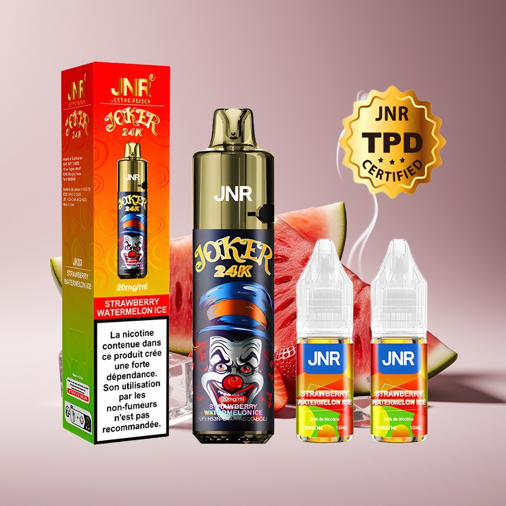 JNR Joker 24K Puffs Engros Danmark Disposable Vape Jordbær Vandmelon Is