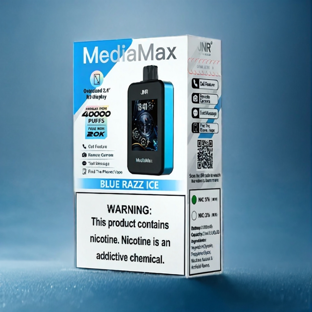JNR MediaMax 40000 Puffs Blå Hindbær Is 21mL Engros Danmark