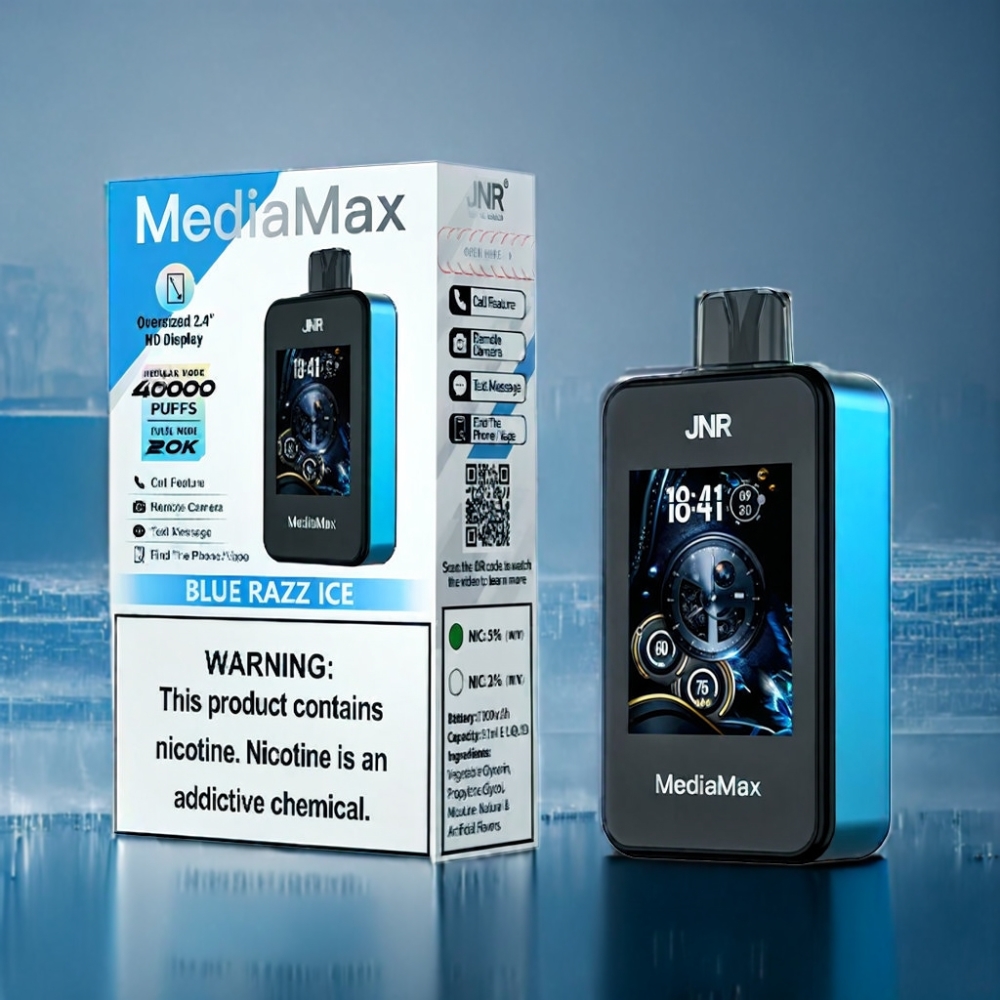 JNR MediaMax 40000 Puffs Blå Hindbær Is 21mL Engros Danmark