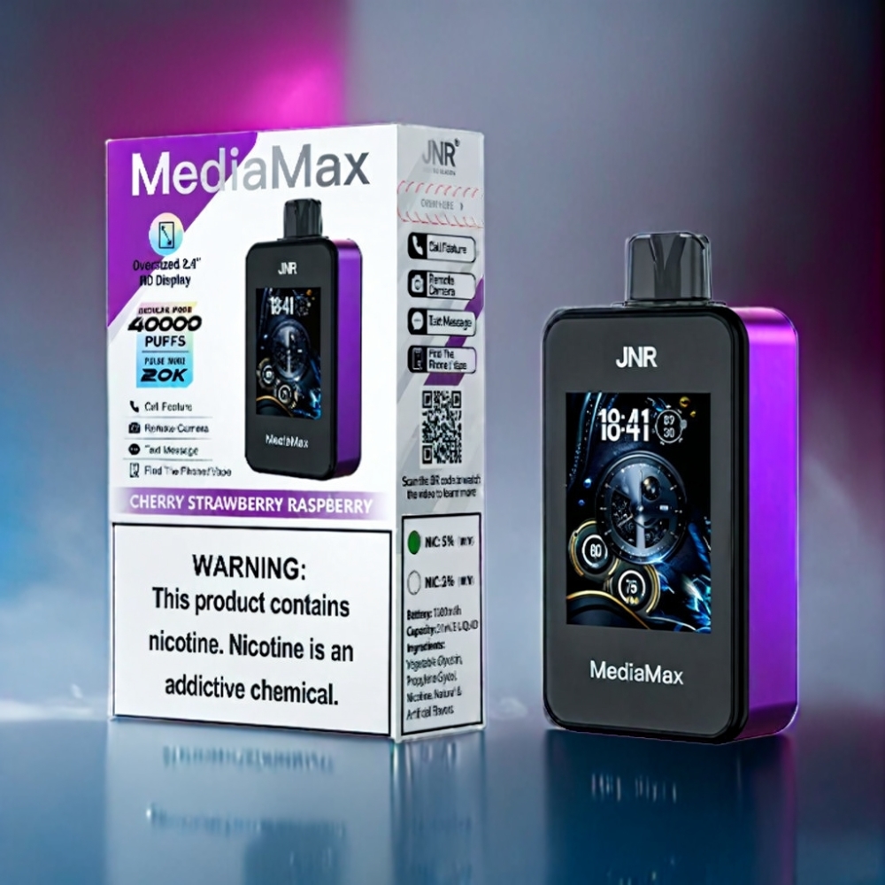 JNR MediaMax 40000 Puffs KirsebærJordbær Hindbær 21mL Engros Danmark