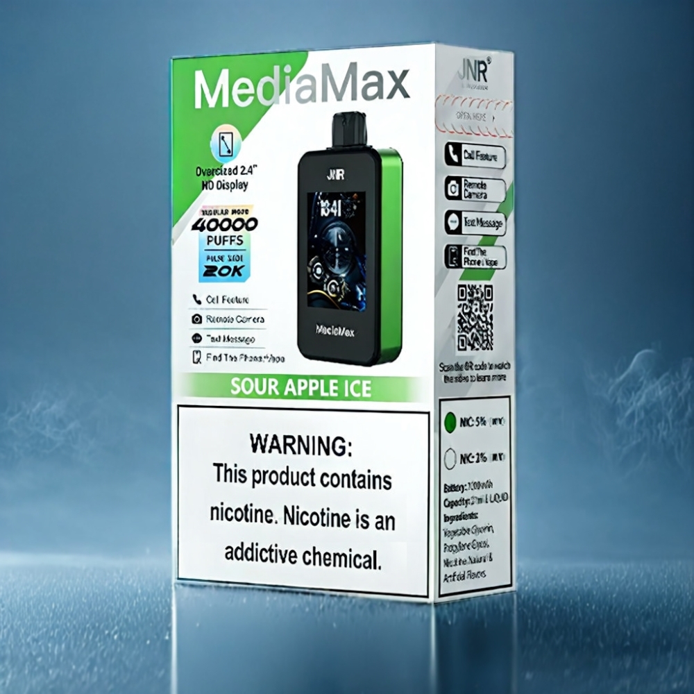 JNR MediaMax 40000 Puffs Sur Æble Is med 21mL Engros Danmark