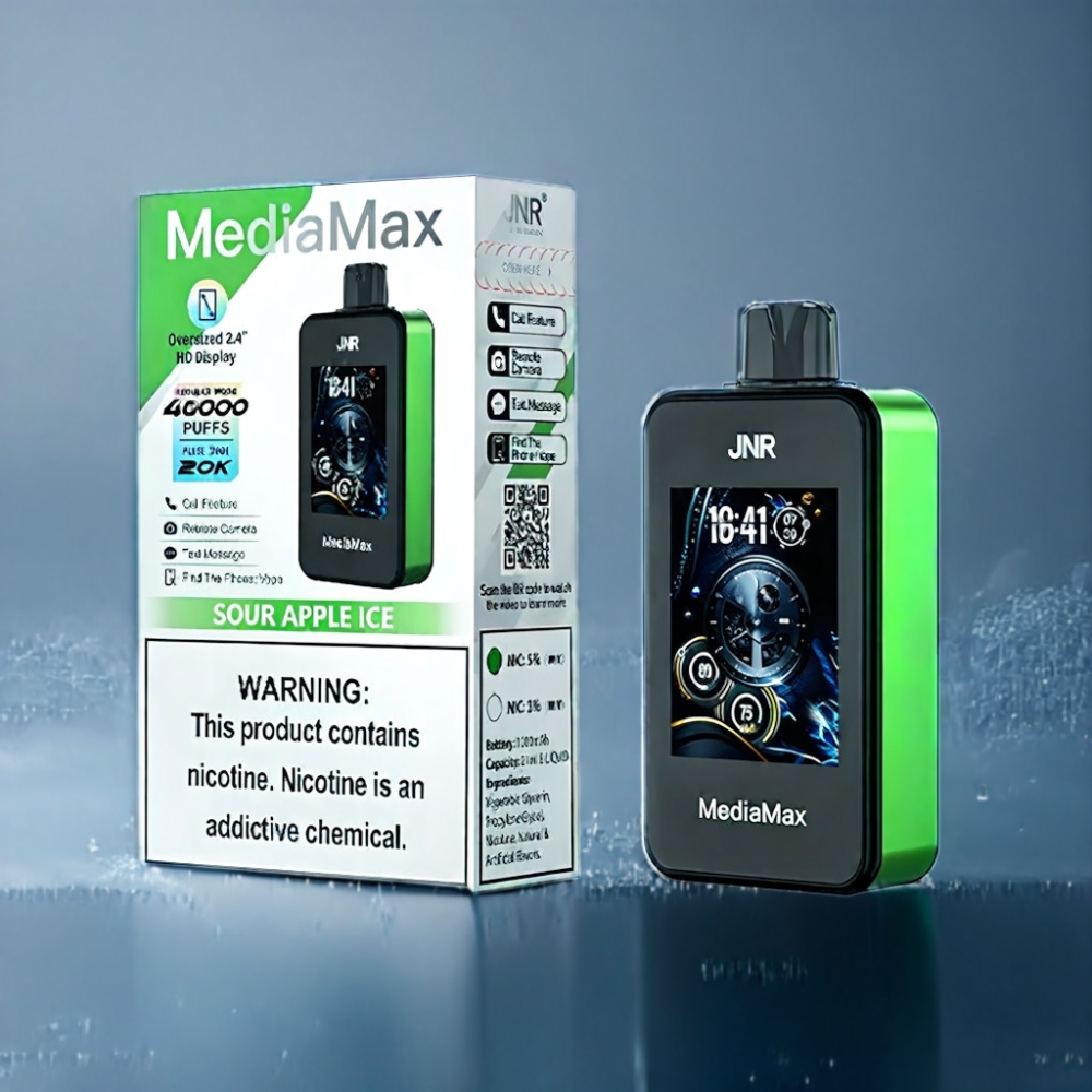 JNR MediaMax 40000 Puffs Sur Æble Is med 21mL Engros Danmark
