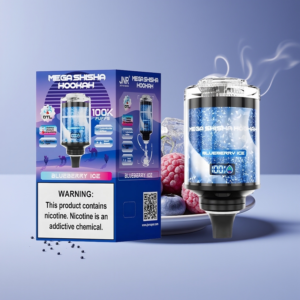 JNR Mega Shisha Hookah 100K 2200mAh Engros Danmark Blåbær Is