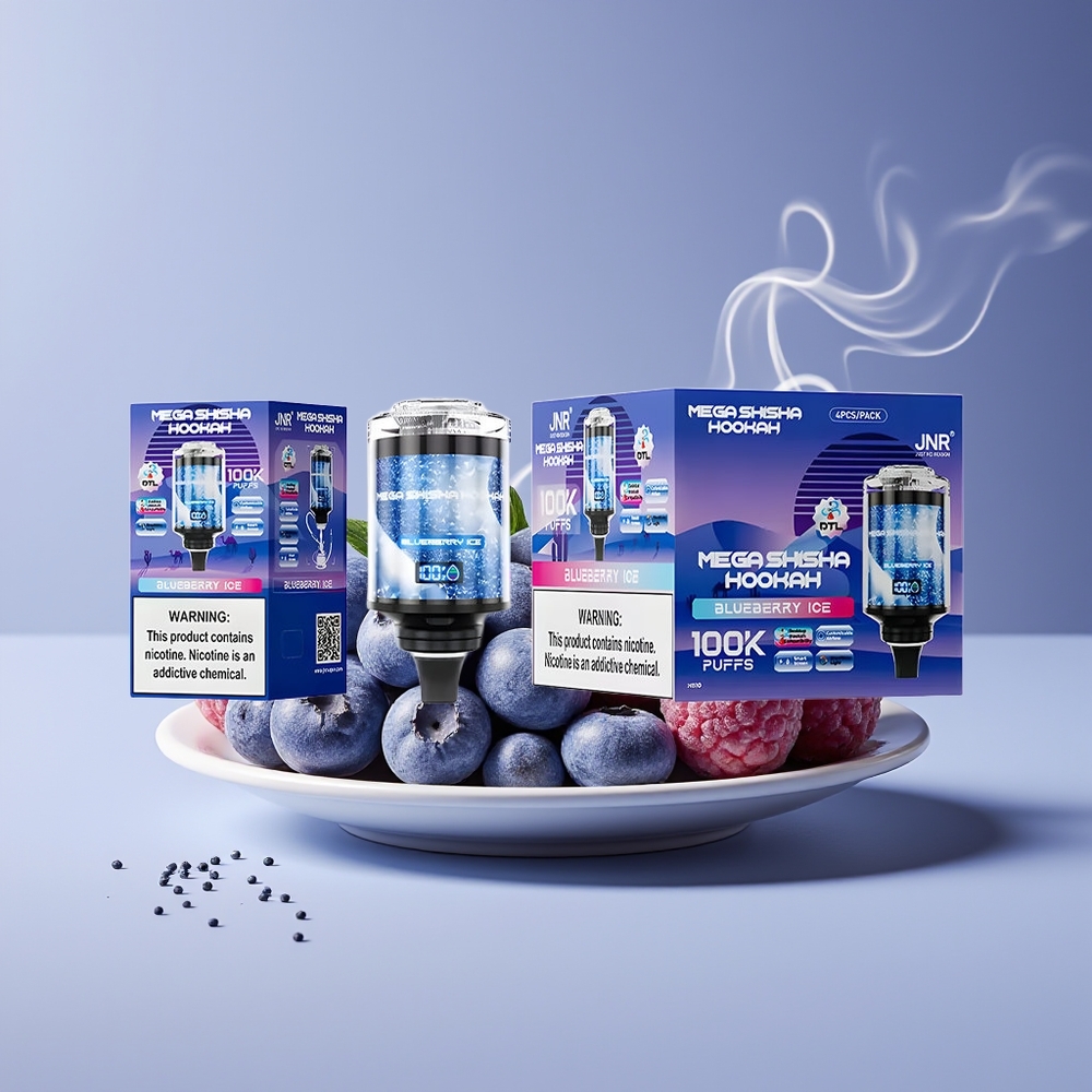JNR Mega Shisha Hookah 100K 2200mAh Engros Danmark Blåbær Is