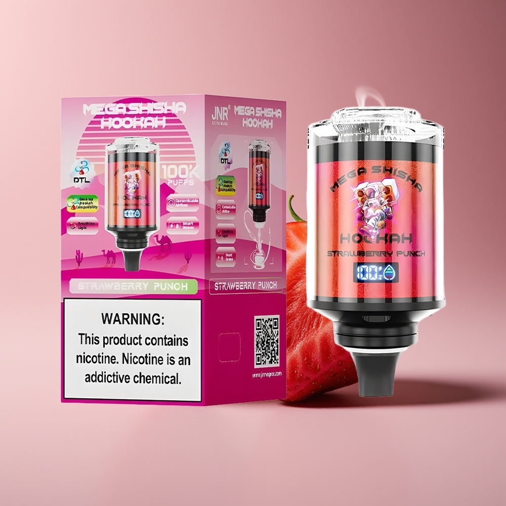 JNR Mega Shisha Hookah 100K 2200mAh Jordbær Punch Engros Danmark