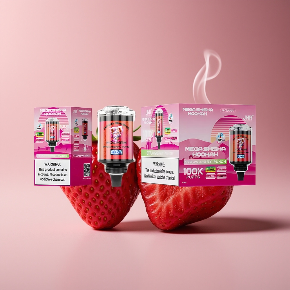 JNR Mega Shisha Hookah 100K 2200mAh Jordbær Punch Engros Danmark