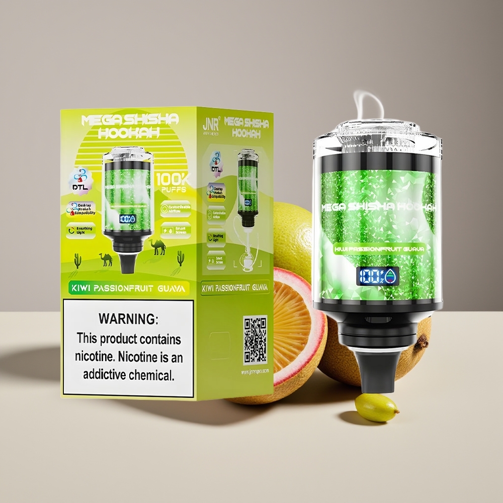 JNR Mega Shisha Hookah 100K Engros Danmark Skærm Desktop Kiwi Passionsfrugt Guava
