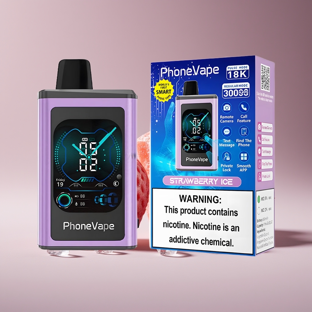 JNR PhoneVape 30000 puff Engros Danmark Disposable Vape Jordbær Is med Turbo Mode