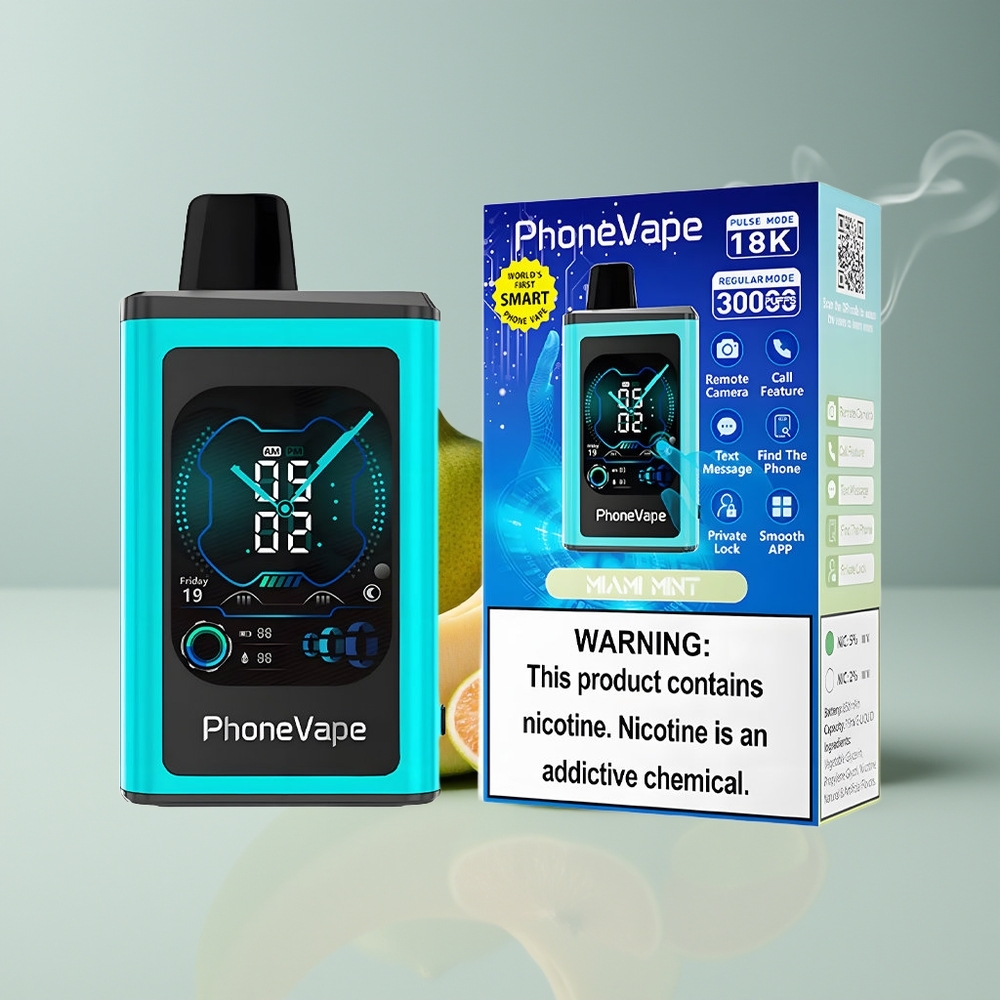 JNR PhoneVape 30000 puffs Engros Danmark Opladelig Miami Mynte Turbo Mode