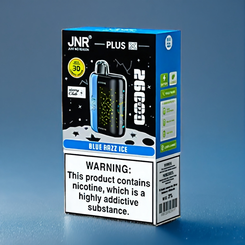 JNR Plus-X 26000 Puffs Blå Hindbær Is med 3D Buet Skærm Engros Danmark