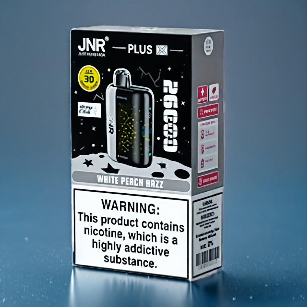 JNR Plus-X 26000 Puffs Hvid Fersken Razz 3D Kurvet Skærm Engros Danmark