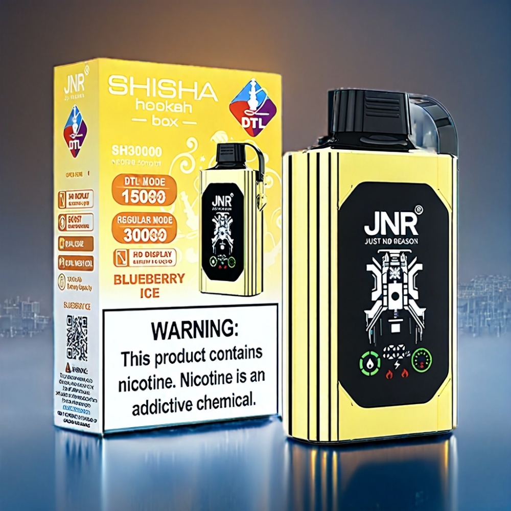 JNR Shisha Box 20500 Puffs Blåbær Is + Type-C Hurtigopladning Engros Danmark