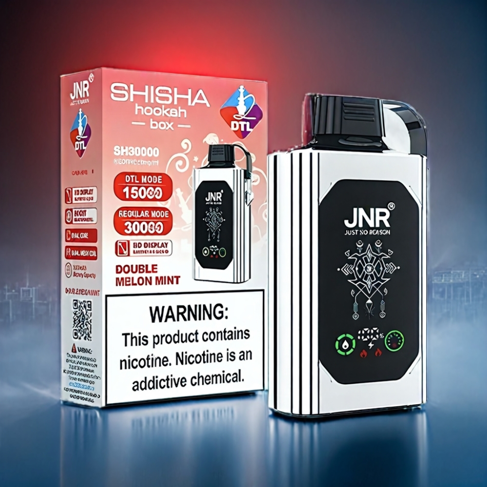 JNR Shisha Box 20500 Puffs Dobbelt Melon Mynte med Type-C Quick Charge Engros Danmark