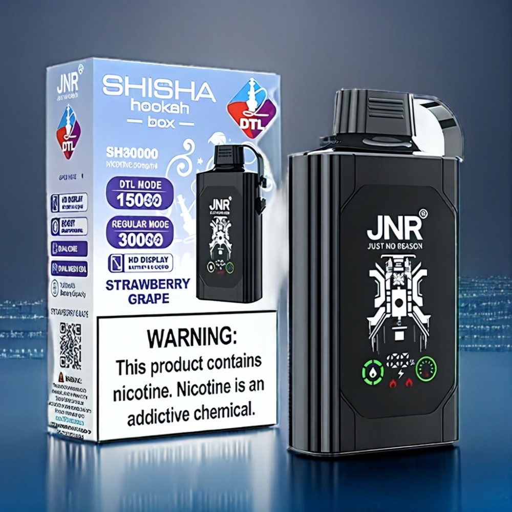 JNR Shisha Box 20500 Puffs Jordbær Drue 25ml Engros Danmark
