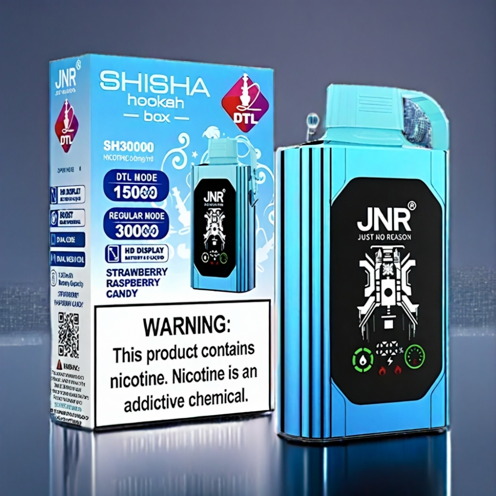JNR Shisha Box 20500 Puffs Jordbær Hindbær Slik Engros Danmark Type-C Quick Charge