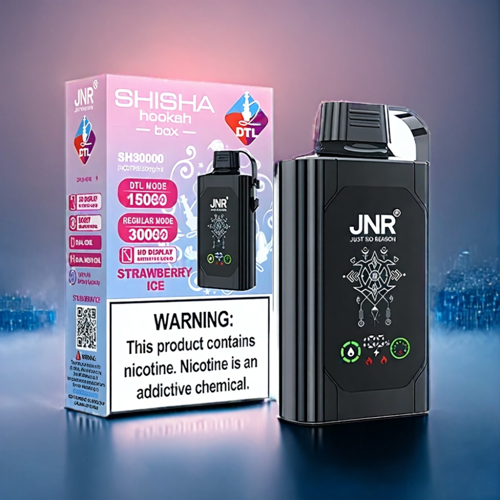 JNR Shisha Box 20500 Puffs Jordbær Is Med 1000mAh Engros Danmark