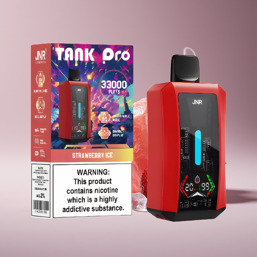 JNR Tank Pro 33000 Puffs Digital Display Engros Danmark Jordbær Is
