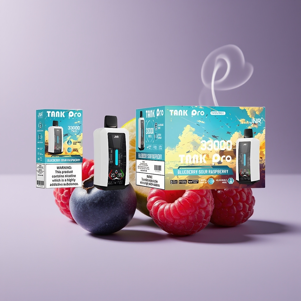 JNR Tank Pro 33000 Puffs Engros Danmark Digital Display Blåbær Sur Hindbær