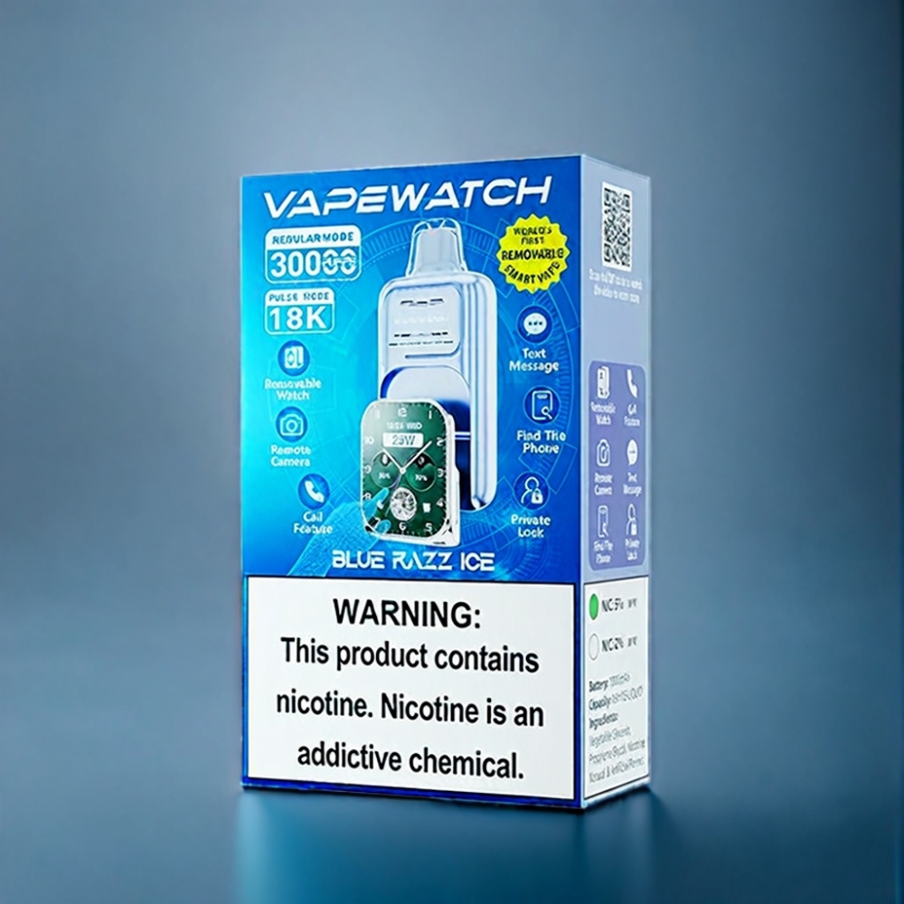 JNR Vape Watch 30000 Puffs Blå Hindbær Is 1000mAh Engros Danmark