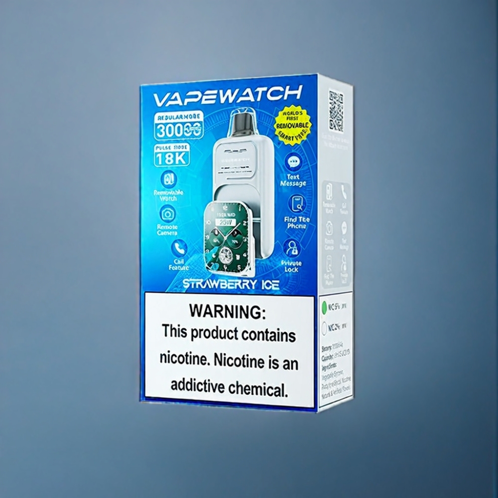JNR Vape Watch 30000 Puffs Jordbær Is 1000mAh Engros Danmark